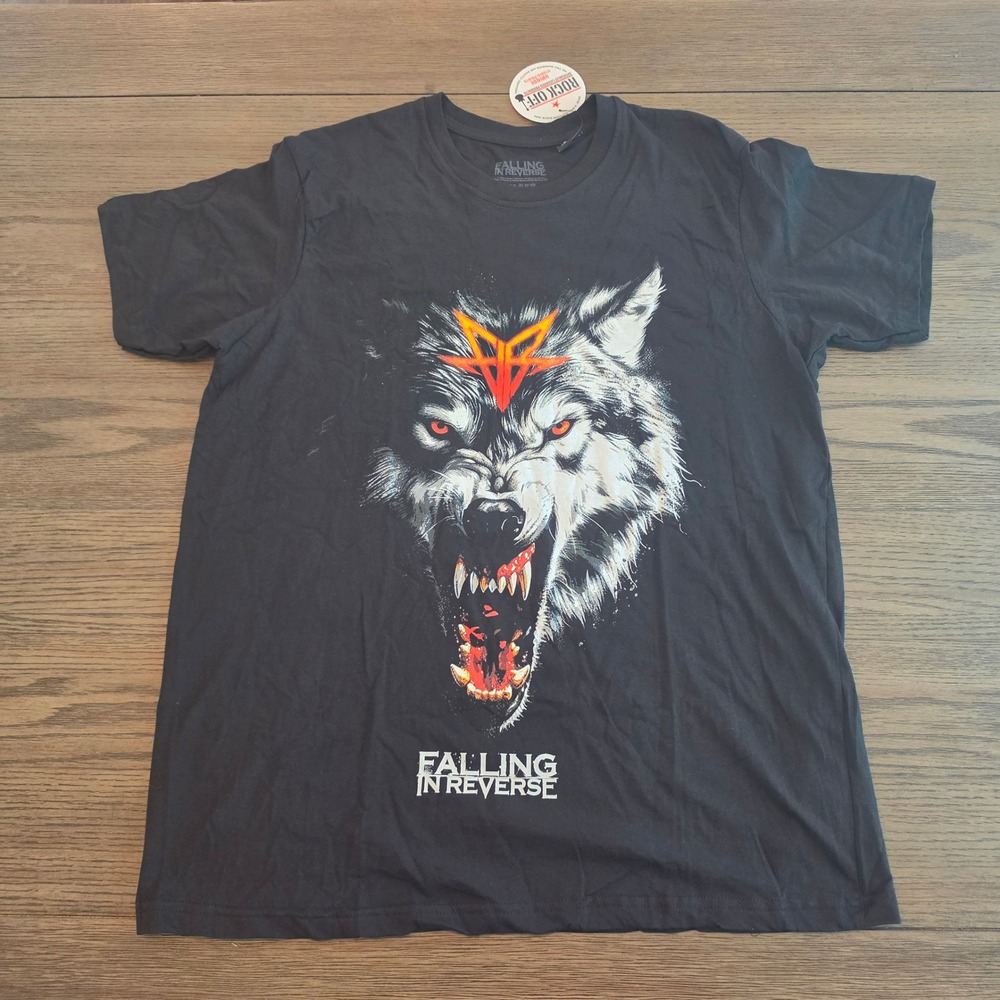 Falling In Reverse Wolf Pentagram Graphic T-Shirt Black XL NWT Licensed Band Tee